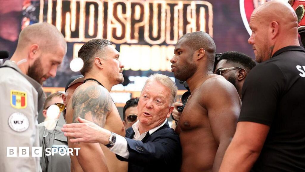 Usyk vs Dubois 2: Oleksandr Usyk plays mind games with Daniel Dubois at weigh-in Usyk vs Dubois 2: Oleksandr Usyk plays mind games with Daniel Dubois at weigh-in