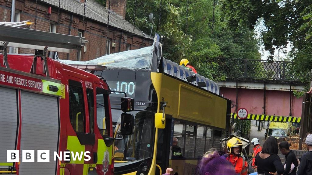 Fifteen hurt as double-decker bus hits bridge