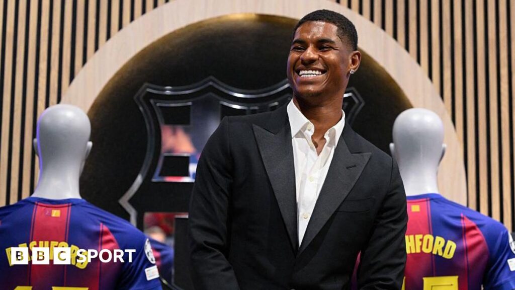 Marcus Rashford unveiled at Barcelona in ‘understated and intimate’ Nou Camp event