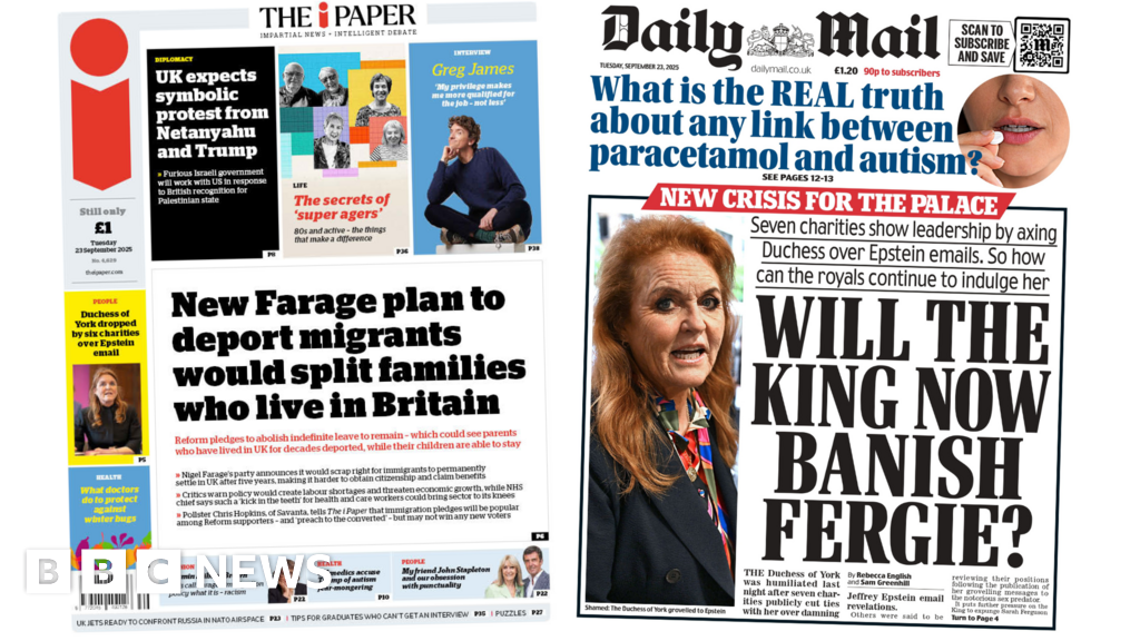 ‘Farage plan would split families’ and ‘Will the King banish Fergie?’