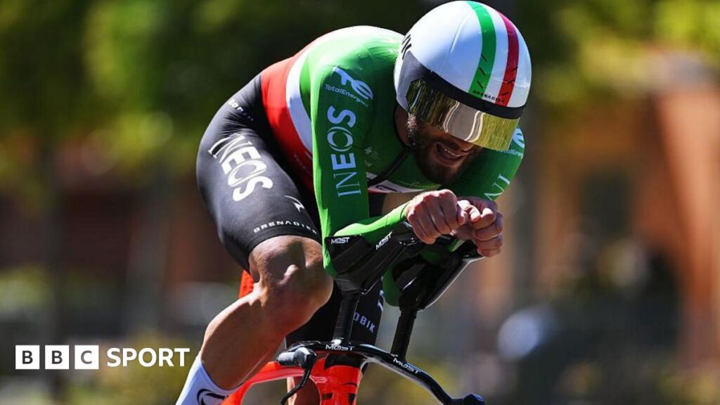 Vuelta a Espana: Filippo Ganna wins shortened time trial as Joao Almeida closes on Jonas Vingegaard