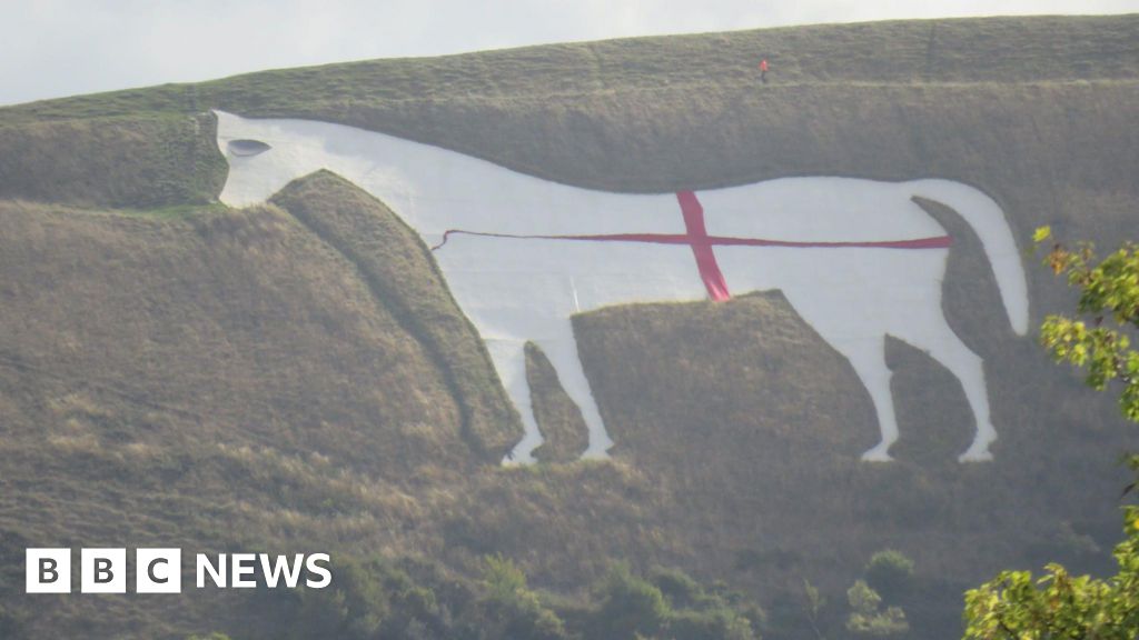 Westbury White Horse checked for any England flag damage