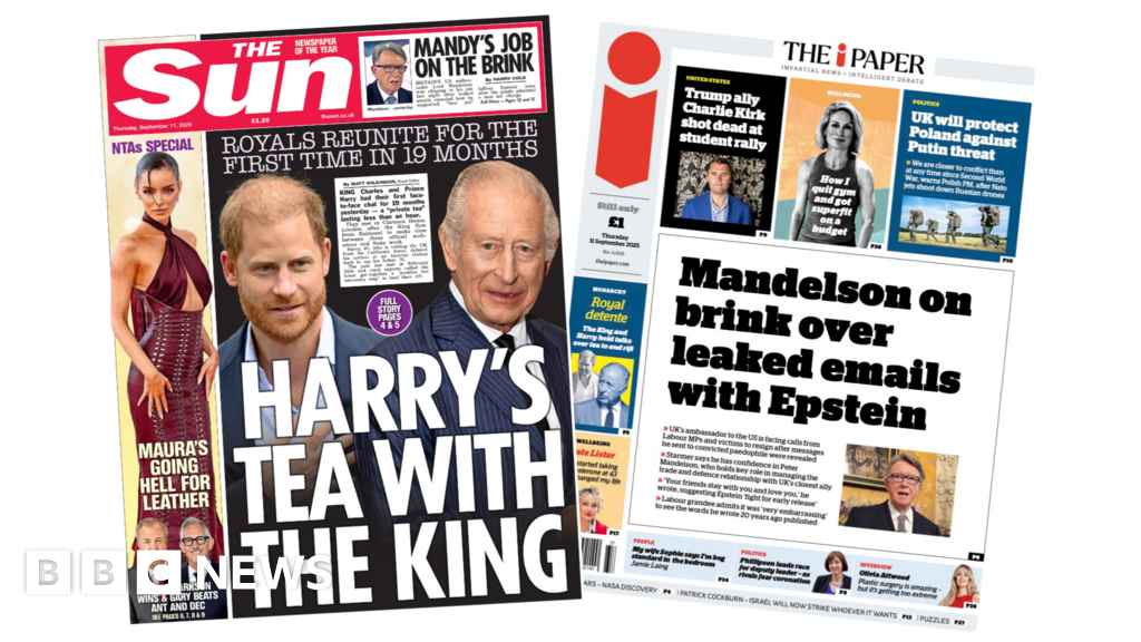 ‘Harry’s tea with the King’ and ‘Mandelson on brink’