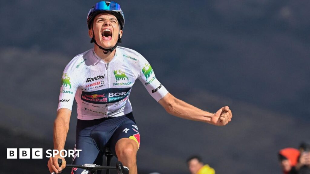 Vuelta a Espana: Giulio Pellizzari wins stage 17 of with Britain’s Tom Pidcock in second