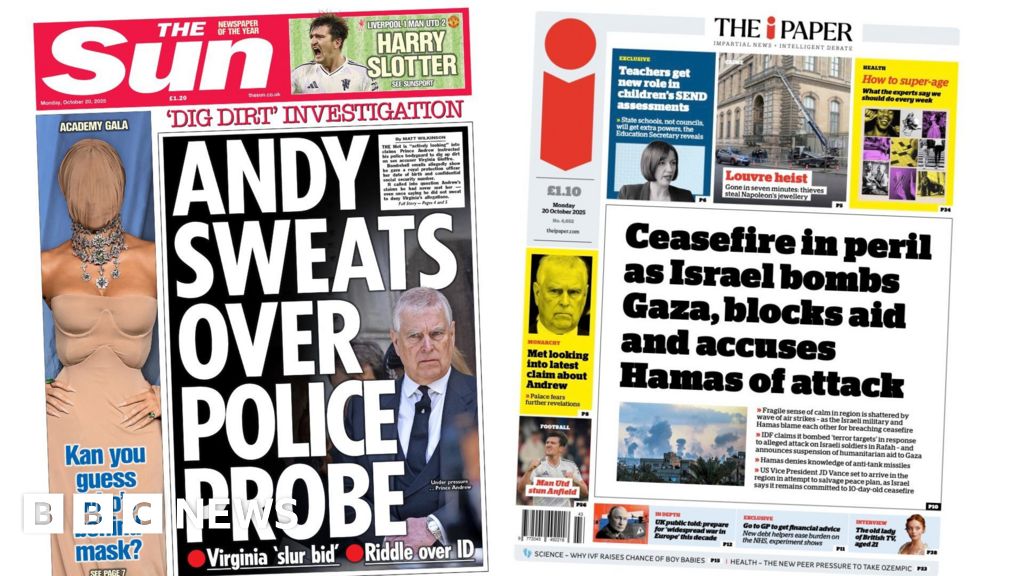 ‘Andy sweats over police probe’ and ‘Ceasefire in peril’