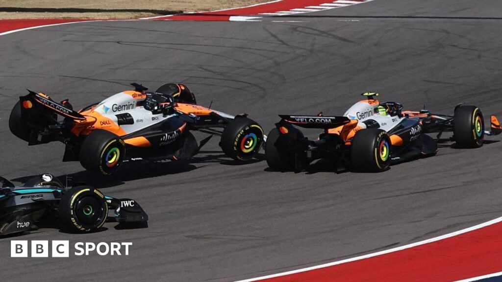 US Grand Prix sprint: Lando Norris and Oscar Piastri collide as Max Verstappen wins in Austin