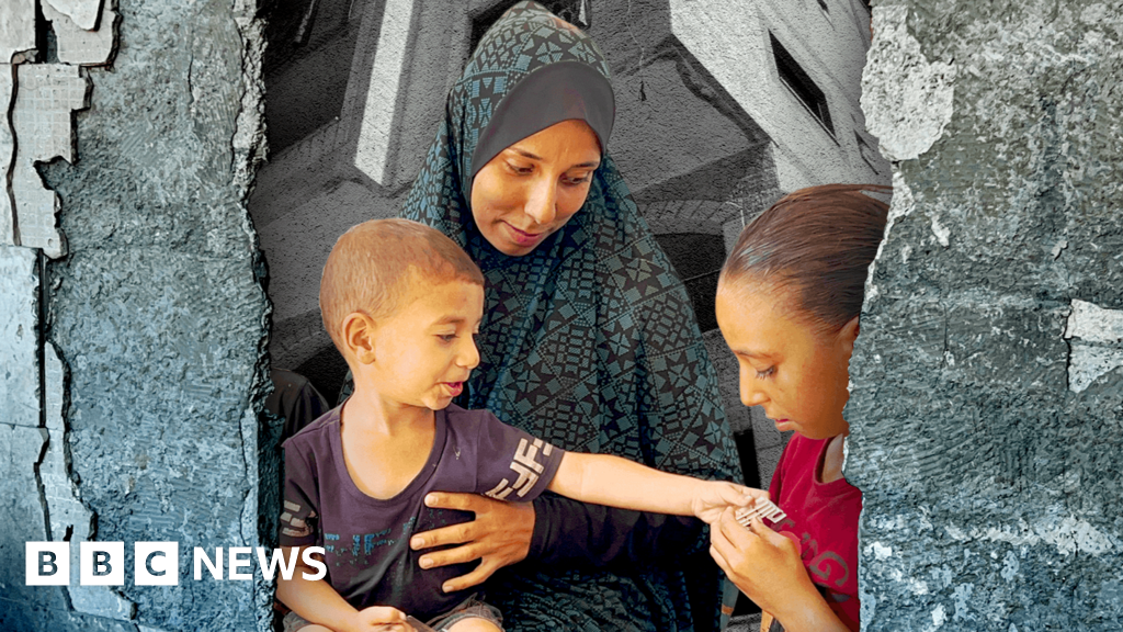 Inside one battle-scarred Gaza building, displaced families tell the story of war