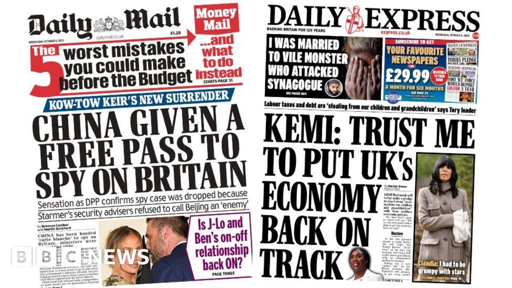 Newspaper headlines: ‘China given a free pass’ and ‘Kemi: trust me’