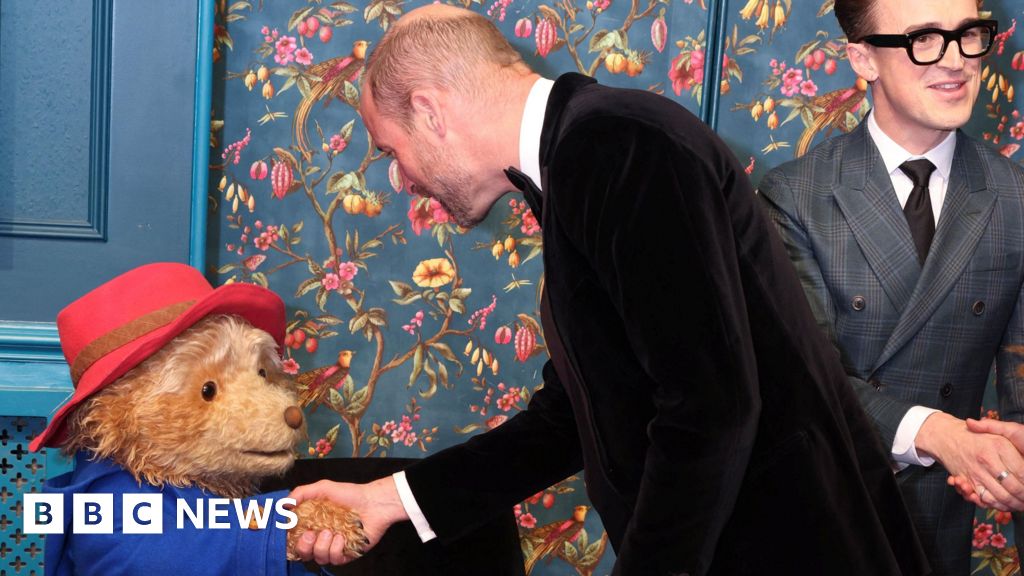 Prince and Princess of Wales meet Paddington Bear at Royal Variety Performance