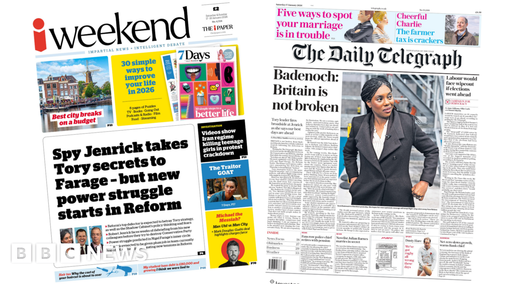 Newspaper headlines: ‘Spy Jenrick’ and ‘Badenoch: Britain is not broken’