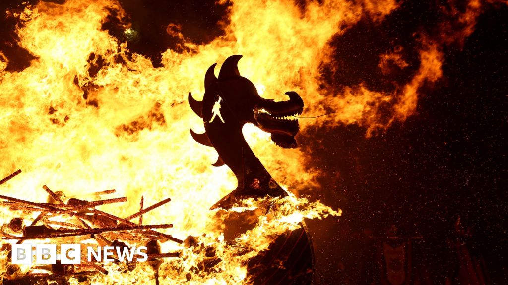 Famous Up Helly Aa festival sets Shetland’s skies ablaze
