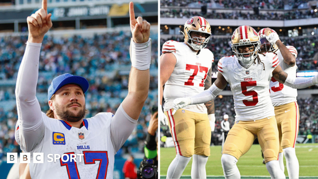 NFL play-offs: San Francisco 49ers knock out champions Philadelphia after Bills beat Jaguars