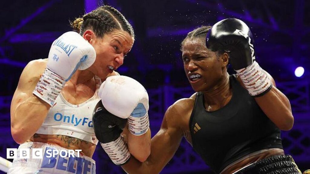 Caroline Dubois drops and stops Terri Harper to become unified lightweight champion