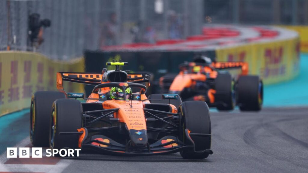 Miami Grand Prix: Lando Norris wins sprint race from Oscar Piastri